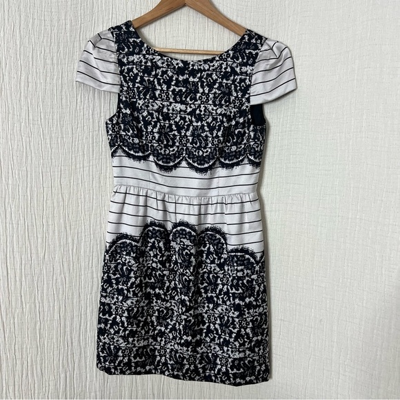 Tibi High Tea Black Lace Print Dress Soft Pink Black - Picture 3 of 11